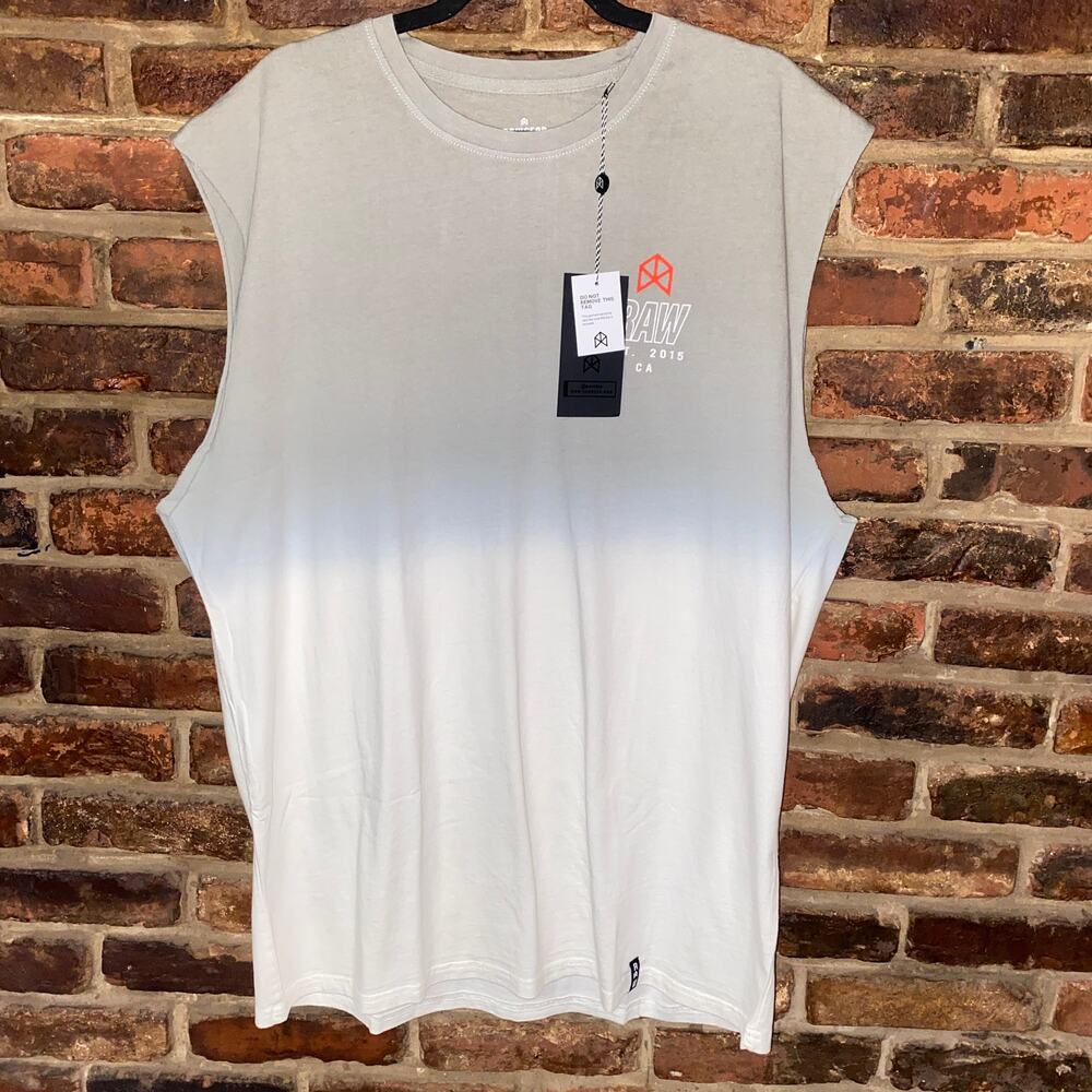 NWT RawGear Grey White Ombre Sleeveless Muscle Tee Tank Top Men's Size XL